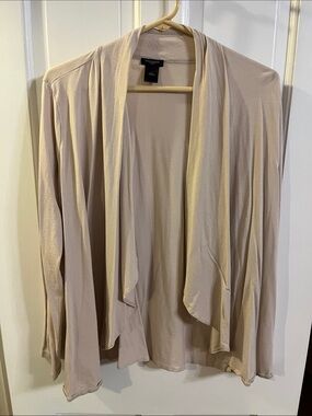 Ann Taylor Beige Draped Open Cardigan
